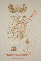 Mapa da ilha do tesouro, uma ilustração de &39;Treasure Island&39; por Robert Louis Stevenson, pub. Filhos de Charles Scribner, 1911